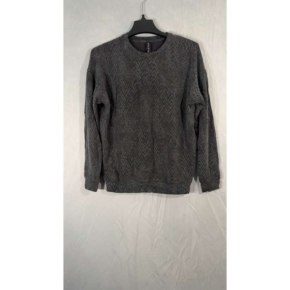 Athleta Womens Gray Studio to Street Print Pullover Sweatshirt Size XS